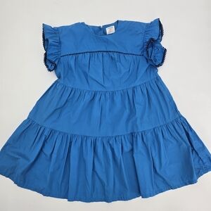 Crewcuts Girls Tiered Lace-Trim Blue Dress Size 8